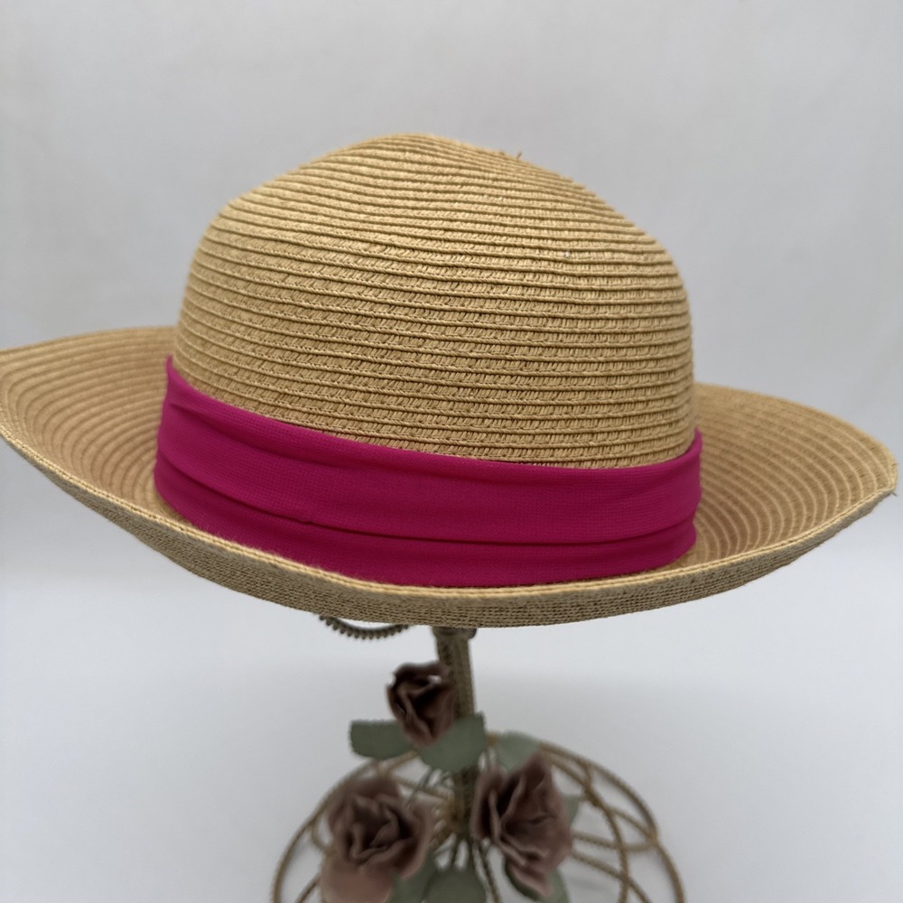 DANA BUCHMAN Straw Sun Hat With Pink Wrap
